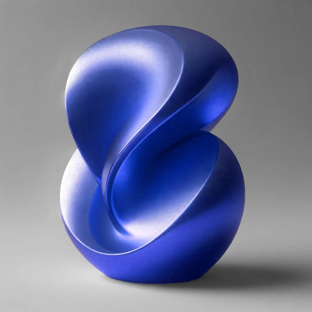 Dark blue electroplated finish on a 3D print