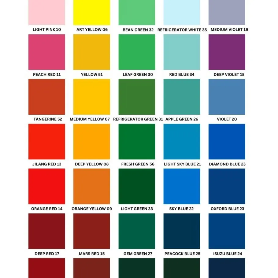 Spray Paint Color Catalogue