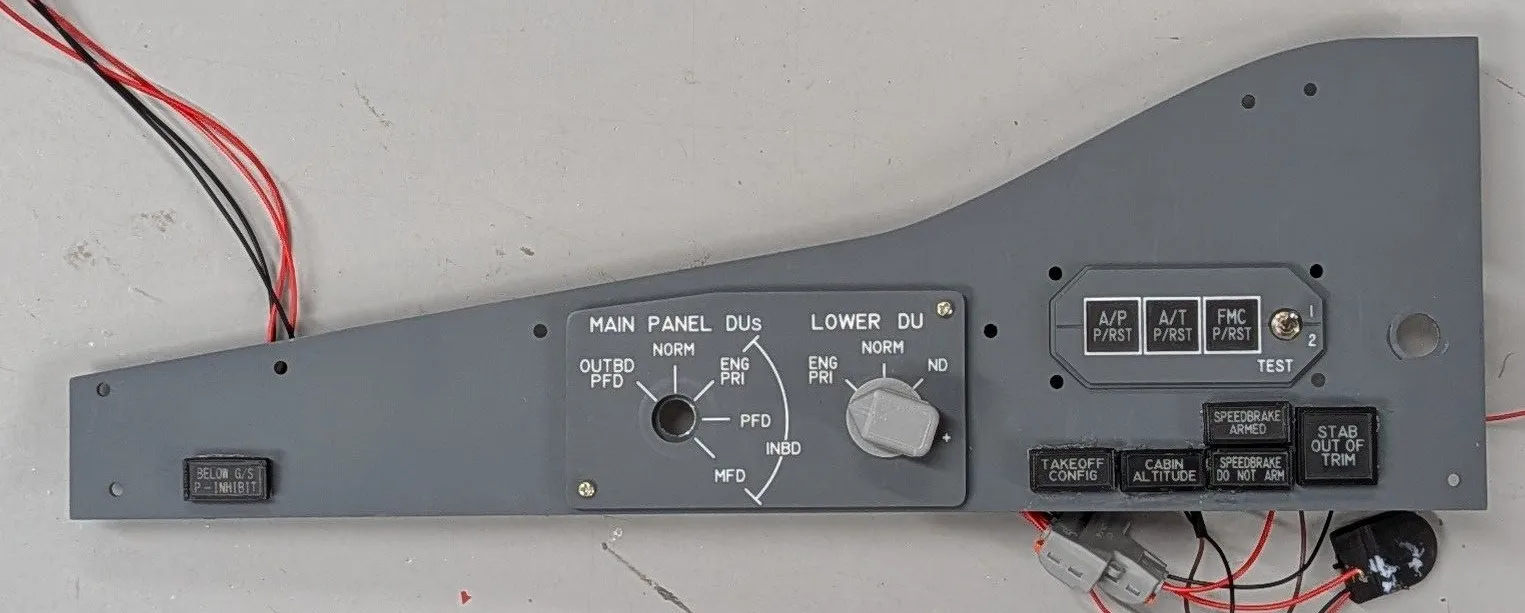 The control panel as Tony handed it to us, loose on the bench with its wires, before we measured it