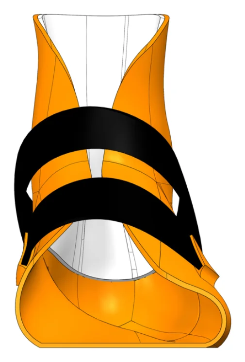 Render from the front showing the two cuff edges with a narrow gap left between them and both straps across