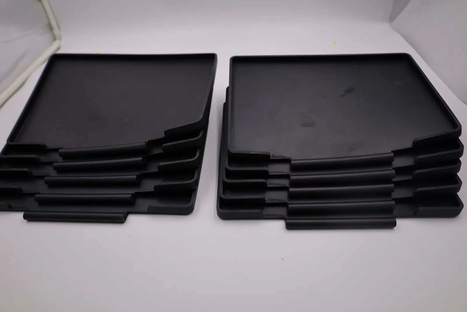 The production run of cast front plates in two stacks of five, inside faces up