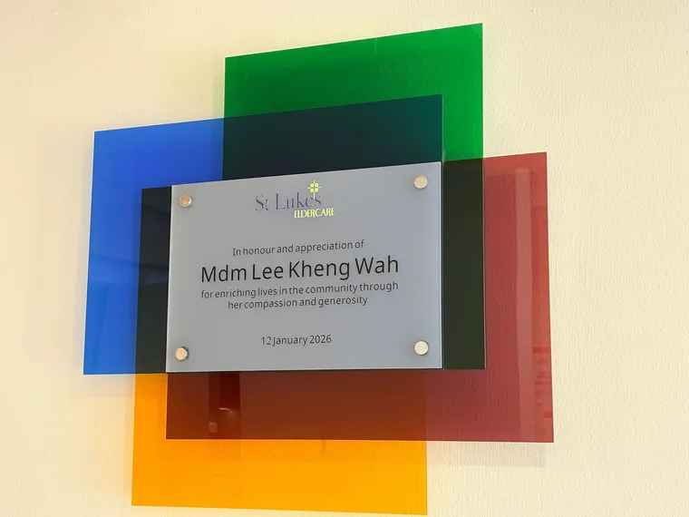 Layered coloured-acrylic appreciation plaque signage