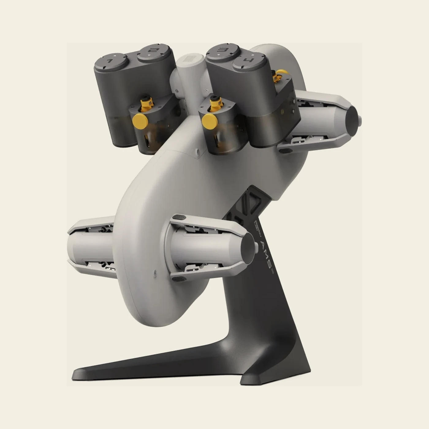 Bambu Lab AMS lite four-spool changer on its desk stand