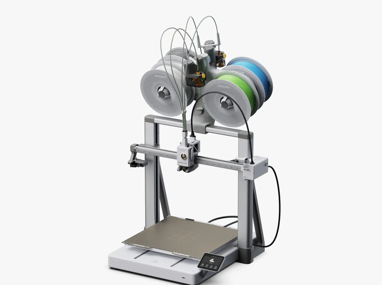 An H-series build volume on an open frame, with the AMS lite mounted on top.