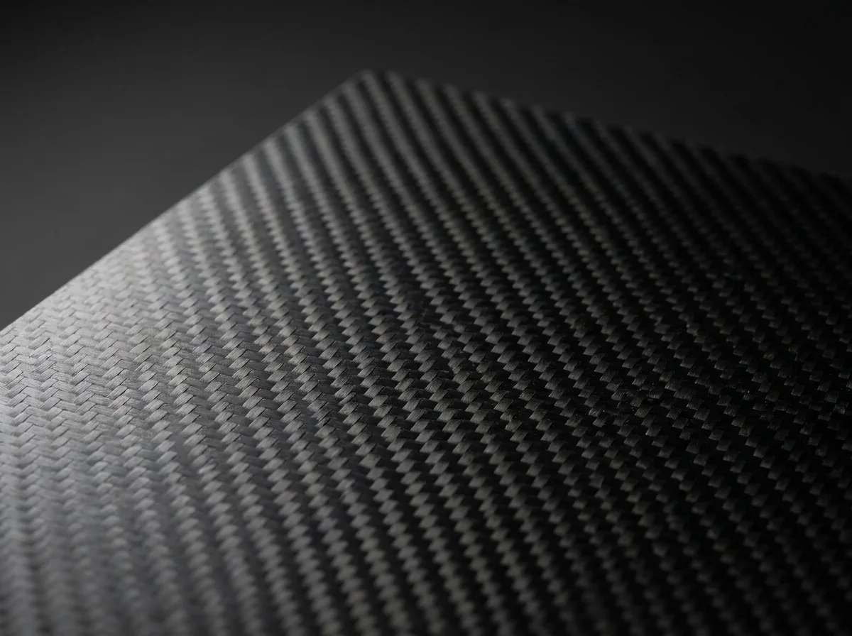 Low light travelling across the carbon-fibre twill weave pressed into the 3D Effect plate.