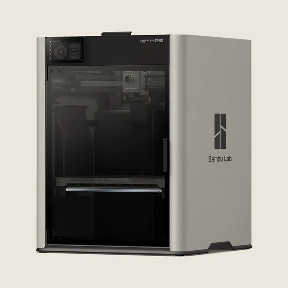 Bambu Lab H2S 3D printer seen from the front left