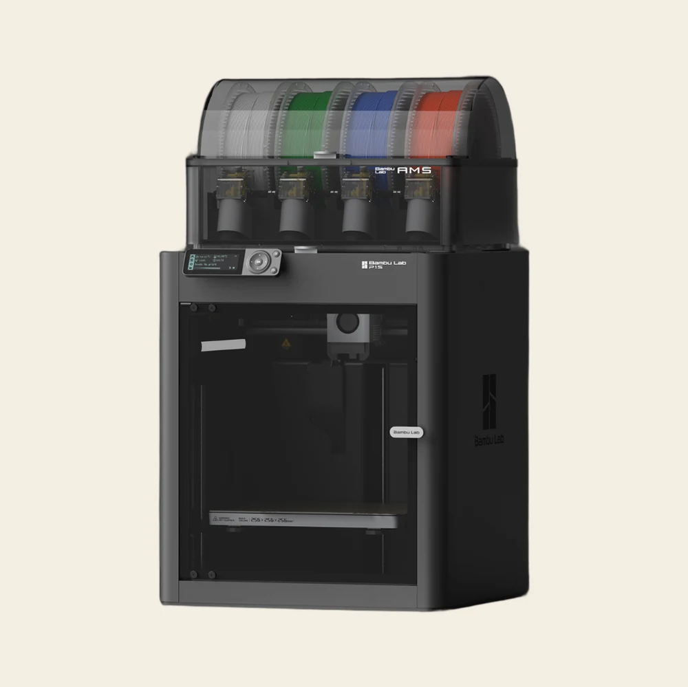 Bambu Lab P1S 3D printer with an AMS unit on top