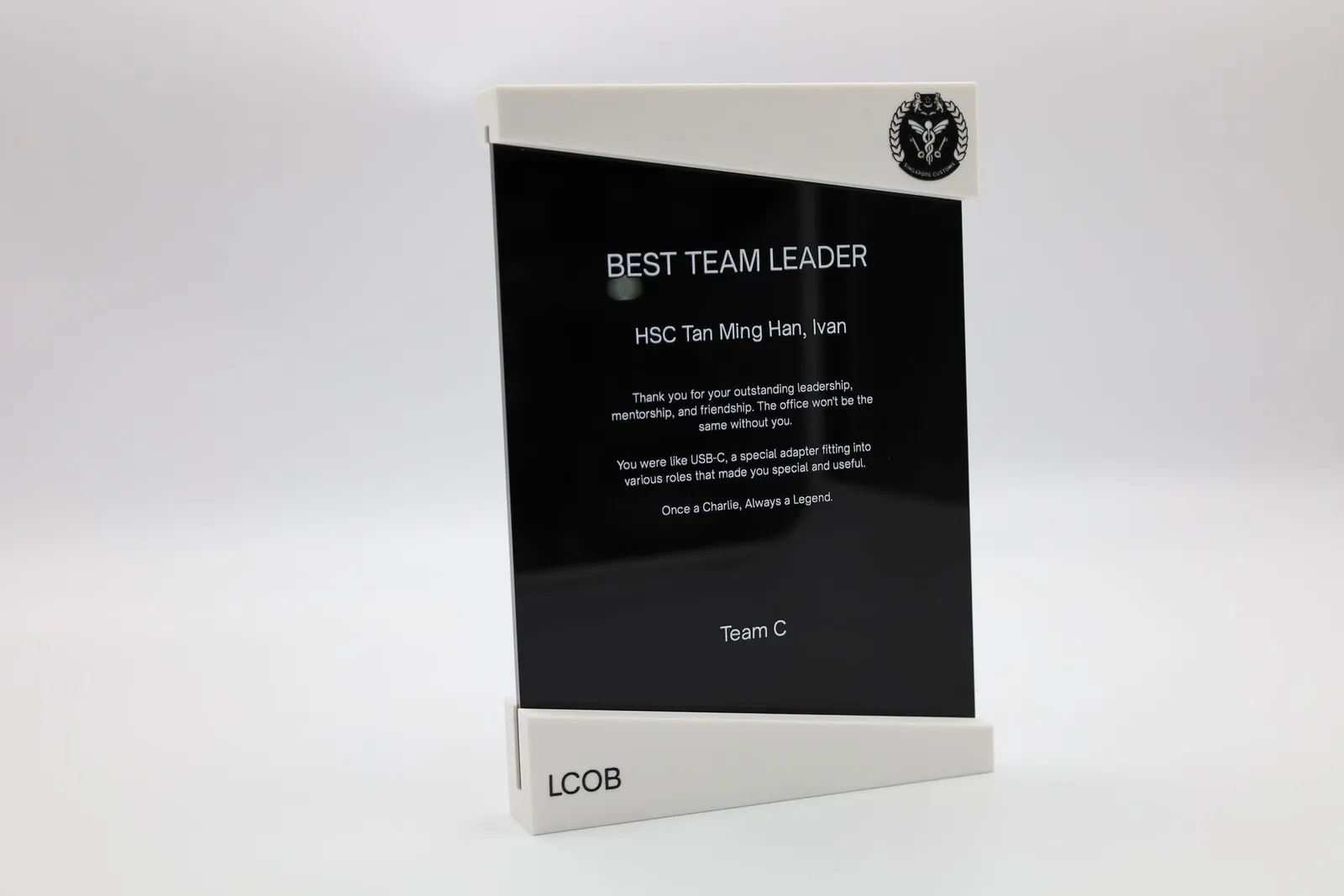 The same Stratum award from an angle