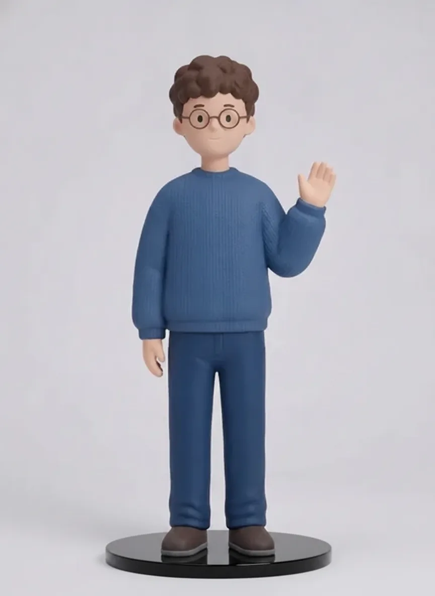 The same figure on a plain black acrylic base
